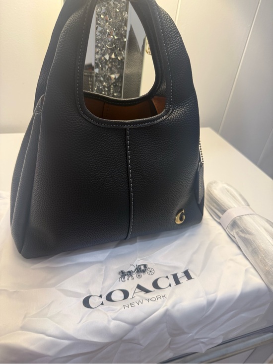Coach Handbags - Coach Black Pebbled Leather Shoulder Tote with Gold Accent